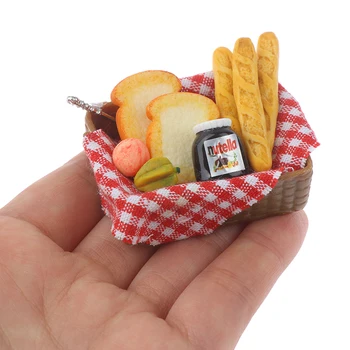 1/12 Miniatiūriniai Lėlių Priedai Mini Duonos Krepšelio Modeliavimas Virtuvės Maisto Modelį, Žaislai Doll House Dekoro