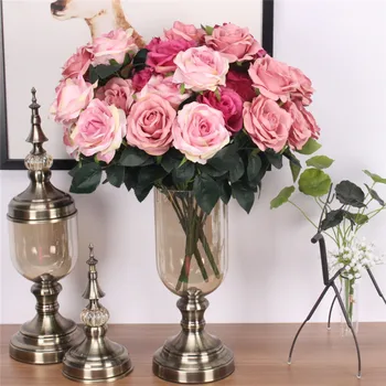 10 galvų Dirbtinis prancūzijos rožių puokštė vestuvių puošyba netikrą gėlių šalių priedus, Kalėdinės šventės dovanų 11121