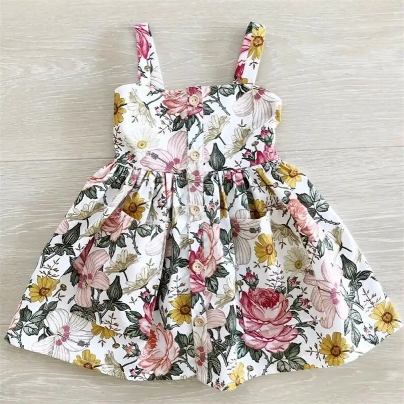 2020 Saldus Bamblys Vaikai Gėlių Baby Girl Drabužiai Suknelė, Diržas Rankovių Gėlių Gėlių Princesė Šalies Atsitiktinis Suknelės, Kostiumų 0