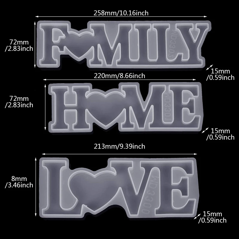 3D Meilės, Namų, Šeimos Abėcėlė Dervos, Silikono Formos,Medinės Maišant Lazdele,Matavimo Puodelis, skirtas 