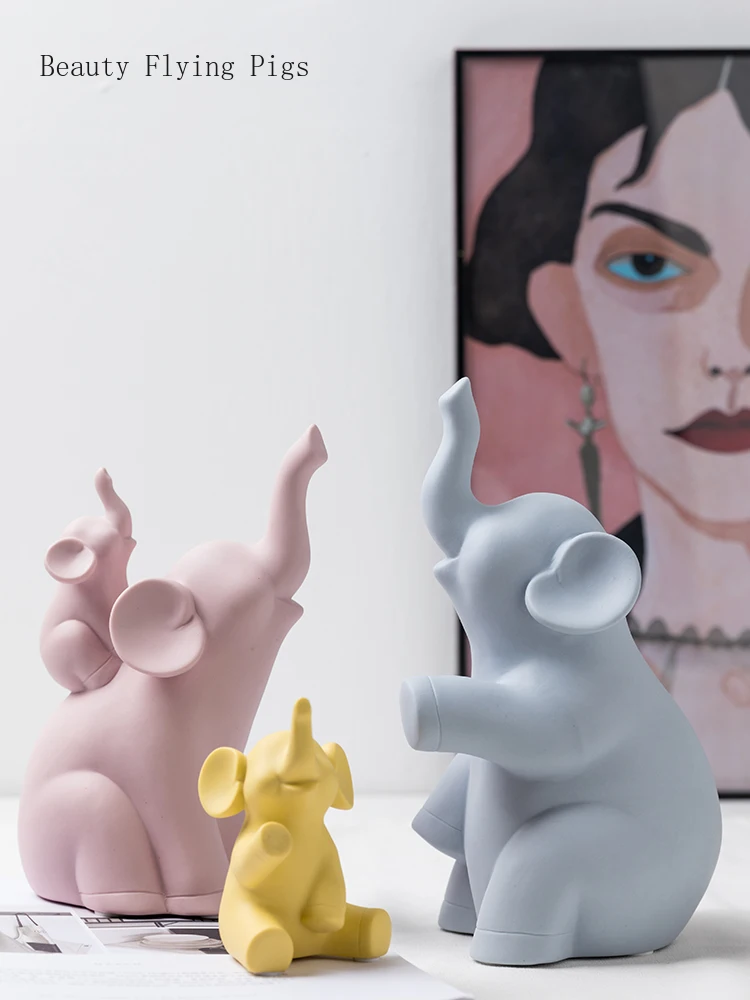 3pcs/daug ins kūrybos dramblių šeima apdaila namo apdaila, keraminės gyvūnų statula kambarį / desktop / porceliano amatai 0