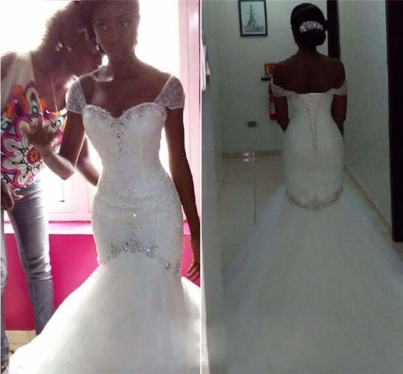 Afrikoje Užsakymą Žavinga Kristalų Duobute Klostyti Vaiskiai Balta Undinė Vestuvių Suknelė 2020 Vestuvių Suknelė Vestuvių Suknelės 0