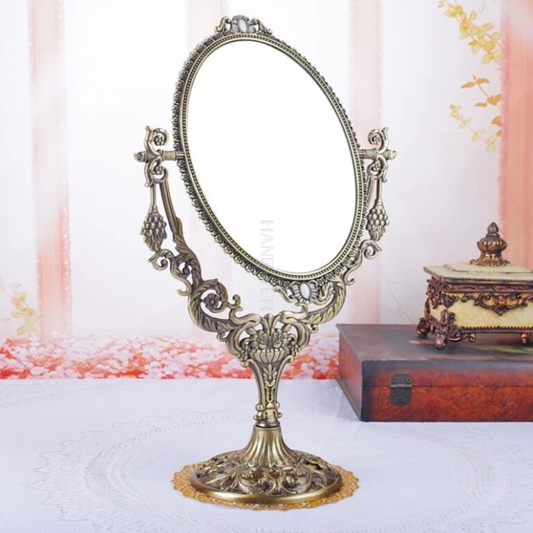 Didelis HD Europos makiažo veidrodėliai darbalaukio retro dvigubai princess tualetinis staliukas top veidrodis 0