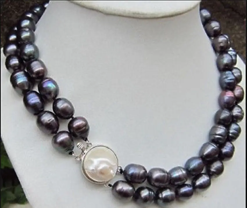 Didmeninė kaina 16new 2S Retas žavinga 11-13mm tahitian juoda baroko perlas karoliai BB1025 0