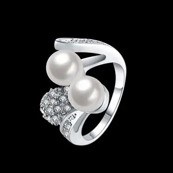 Europos ir Amerikos stiliaus balto aukso turas perlas žiedas R085 LKN18KRGPR085 0