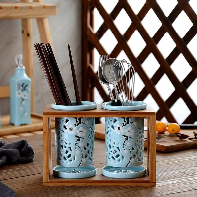 Kinų Stiliaus Keramikos Šaukštas Šakutė Peilis Lazdelės Nusausinti Turėtojas Virtuvės Šaukštas Šakutė Organizatorius Nr. Šaukštas Lazdelėmis 0