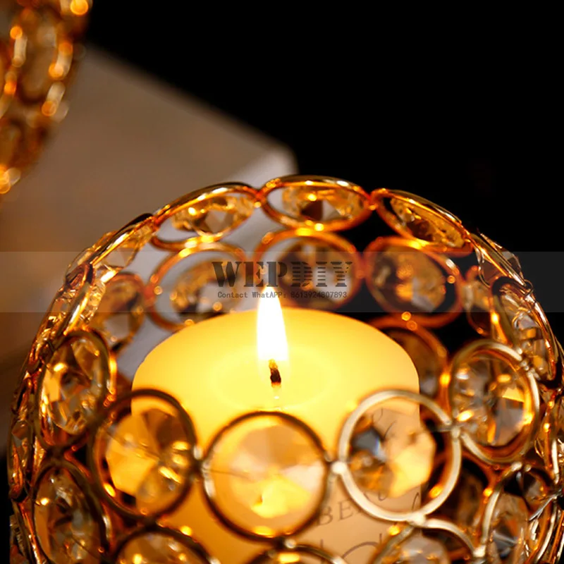 Kūrybos kristalų žvakių laikiklis aukso romantiška žvakių laikiklis Europos stiliaus kompaktiškas stalinis krištolo rutulį žvakių laikiklis 0