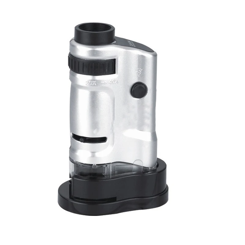 Mini Nešiojamas Mikroskopu Zoom 10081-8 20X-40X Papuošalai Valiuta Aptikti Mikroskopas Su LED Apšvietimo didinamasis stiklas Loupe 0