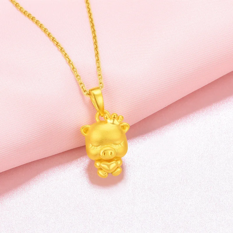 Naujas Atvykimo Grynas 24K Geltonojo Aukso Pakabukas 3D 999 Aukso Širdies Kiaulių Pakabukas 1.95 g 0