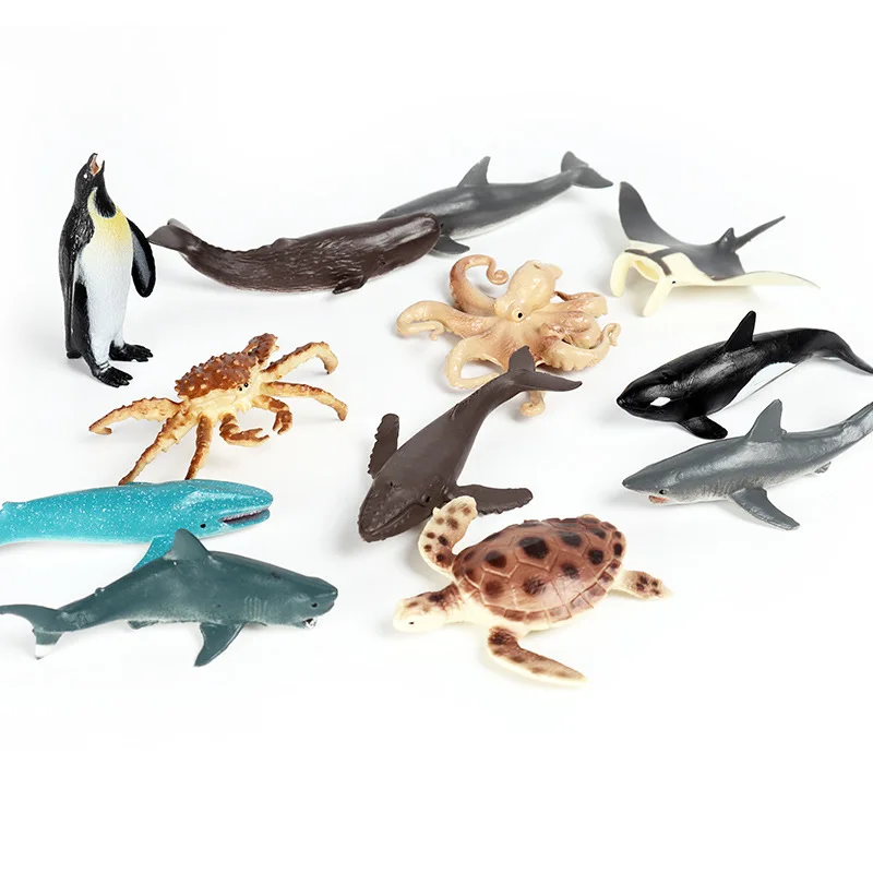 Naujas Modeliavimo Vandenyno Gyvūnų Pavyzdį Duomenys Ryklių, Banginių, Vėžlių, Delfinų Kardžuvės Veiksmų Skaičiai Švietimo žaislai vaikams Dovanų 0