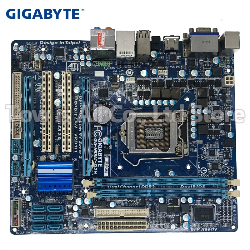 Originalus naudojami pagrindinė plokštė Gigabyte GA-H55M-D2H DDR3 LGA 1156 už I3 I5 I7 32NM CPU H55M-D2H 8GB darbastalio plokštė lentos 0