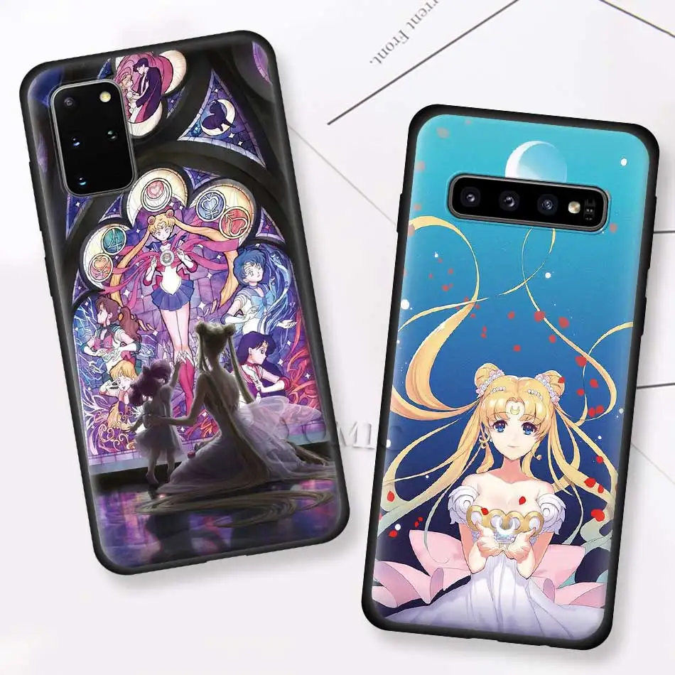 Sailor Moon Kristalų Samsung Galaxy S20 FE S21 20 Pastaba Ultra S10 10 Lite S9 Plus S8 S10e Telefono dėklas Minkštas Juoda Tpu Dangtis 0