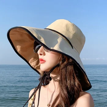 1pc Vasaros Sunhat Moterų Mados Žvejybos Hat Lauko Paplūdimio Kibiro Kepurę dvipusis Dėvėti Apsaugos nuo Saulės Bžūp Moterų, Mergaičių su W 21270