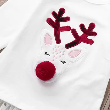 2018 Nauja Mada Vaikams Drabužių Rinkinys ilgomis Rankovėmis Medvilnės Bamblys Baby Girl Laišką marškinėliai Topai+Pledas Kelnes Kalėdų Nustatyti