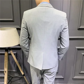 2019 Naujo Dizaino Kailis Ziajać Kostiumas Vientisos Spalvos Vestuvių Tuxedos Vyrų Slim Fit Mens Kostiumai Korėjos Drabužių (Striukės,+Kelnės+Didžioji) 3764