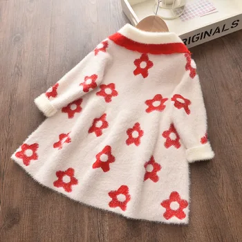 2020 m. Rudens, Žiemos Mergaitės, Vilnos Megzti Versija Atvartas Megztinis Megztinis Bamblys Knitwear Mergina Kalėdų Baby Girl Drabužiai
