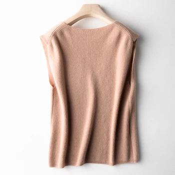 2020 naujas vientisos spalvos kašmyro liemenė, diržas rankovių moterų liemenė plonas megztinis (puloveris)