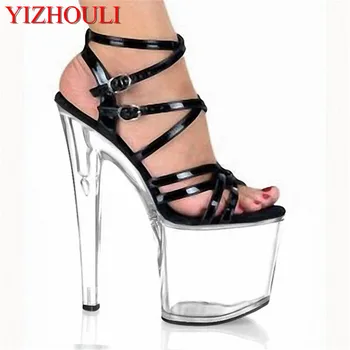 20cm kristalų platforma seksualus aukštos obcasie batų romos cross-dirželis sexy batai moterims, batai, 8 colių Spalvingas Aukšti Kulniukai