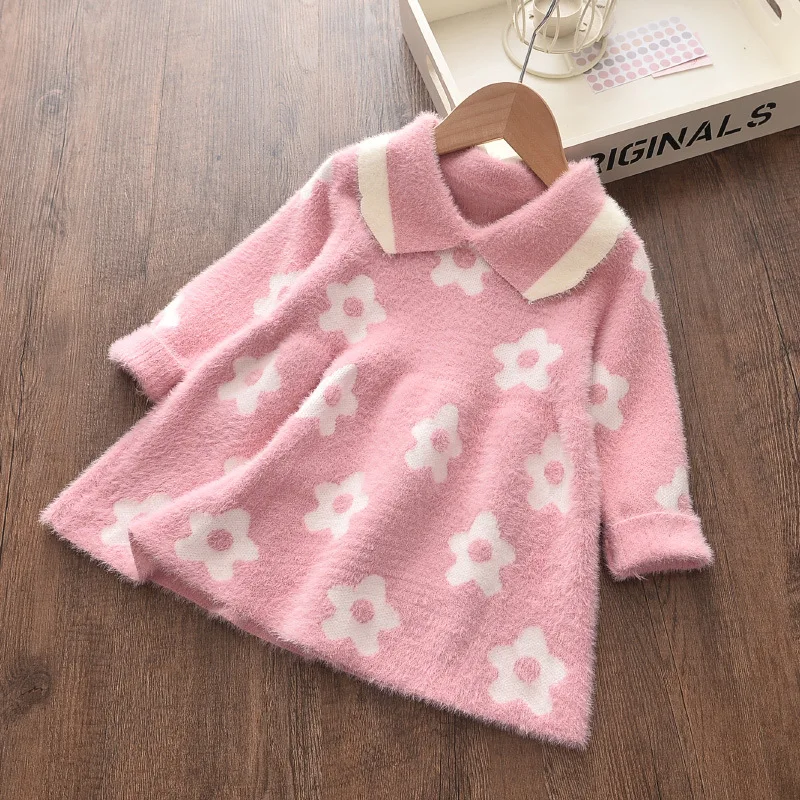 2020 m. Rudens, Žiemos Mergaitės, Vilnos Megzti Versija Atvartas Megztinis Megztinis Bamblys Knitwear Mergina Kalėdų Baby Girl Drabužiai 1