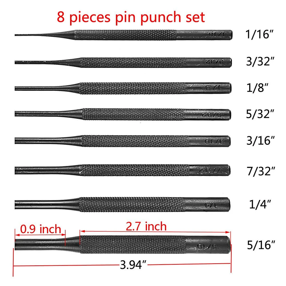 8Pcs Profesinės Roll Pin Pavasario Punch Rinkinys Varžtas Sugauti suristi Atveju Pin Punch Įrankis Smeigtukai su šlapia Danga su nešimo Krepšys 1