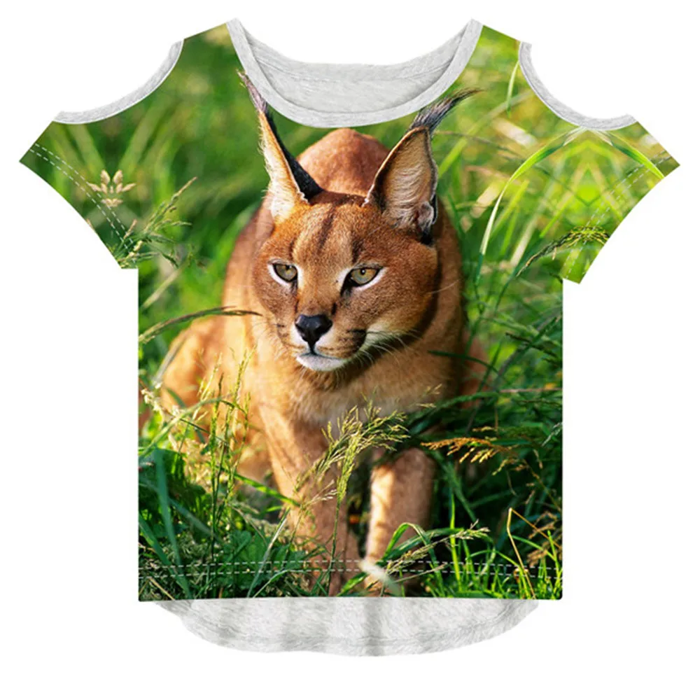 Baby girl Vasaros Vaikų Mados 3D T-Shirt Markės Dizaino Marškinėliai vaikams Mergina tees ruda katė spausdinti 1