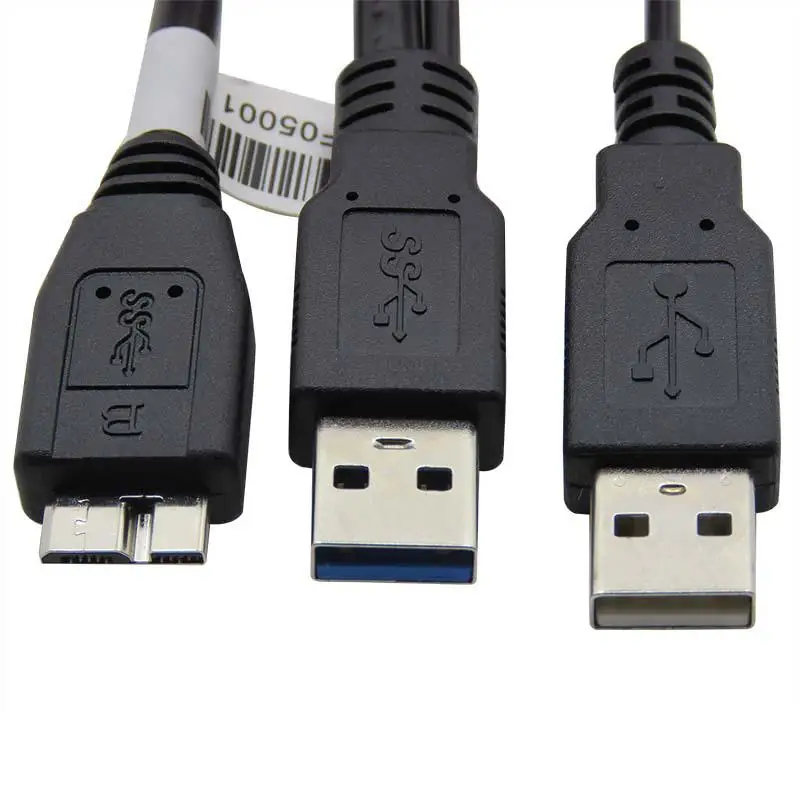 Dual USB 3.0 Vyrų su USB power, Mikro USB 3.0 Y splitter cable for 2.5