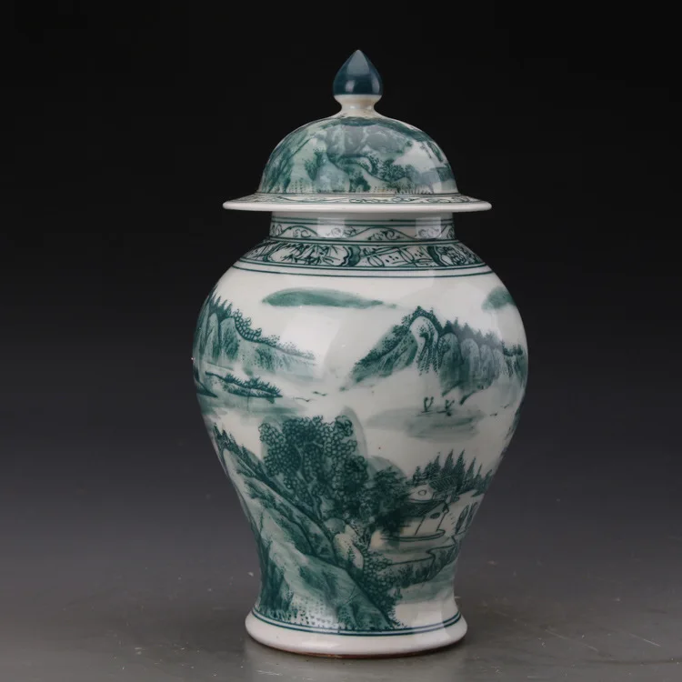 Jingdezhen Rankomis Dažyti Antikvariniai rankų Mėlyna Ir Balta Kraštovaizdžio Kolekcija šventykla jar Kolekcija Antikvariniai Porceliano jar 1