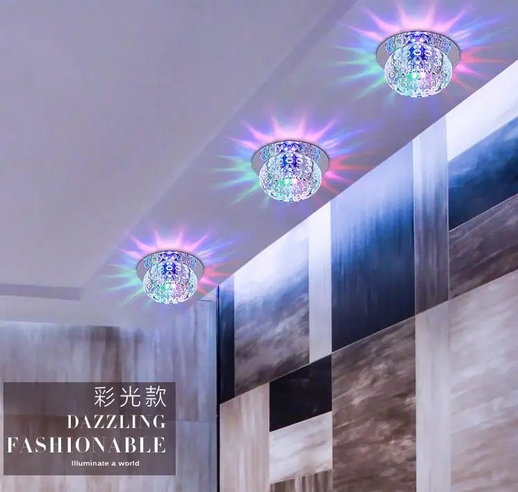 Kūrybos koridoriaus apvalus led lemputė užsidega, Lubų šviestuvai, LED kristalų lubų lempos, apšvietimas, modernios prieškambaryje žibintai SD119 1