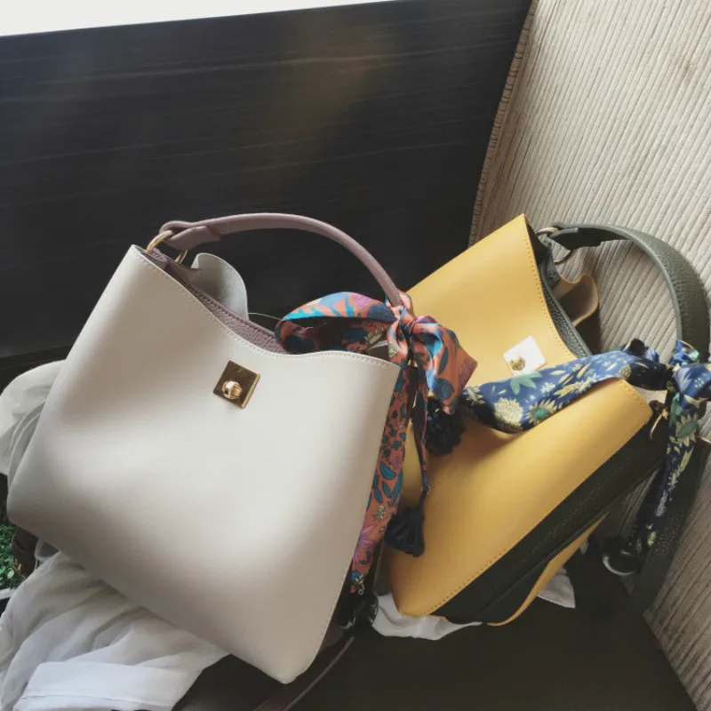 Moterų maišas 2021 naują kibirą krepšiai korėjos mados paprasta nešiojamų Petį krepšys šalikas maišelį prabangos prekės rankinės 1