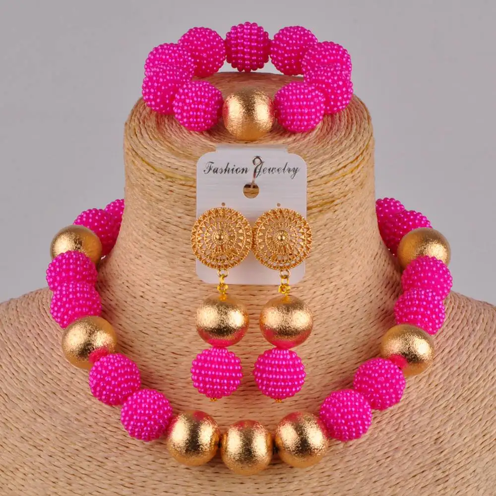 Oranžinė papuošalų rinkinys imituojamas afrikos perlas karoliai nigerijos karoliukai, papuošalų komplektai moterims FZZ36 1