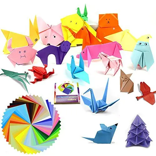 Origami Popieriaus 50 Ryškių Spalvų Dvipusis 200 Lapų aukščiausios Kokybės 15cmx15cm Menų ir Amatų Projektams - Pačios Spalvos Tiek 1