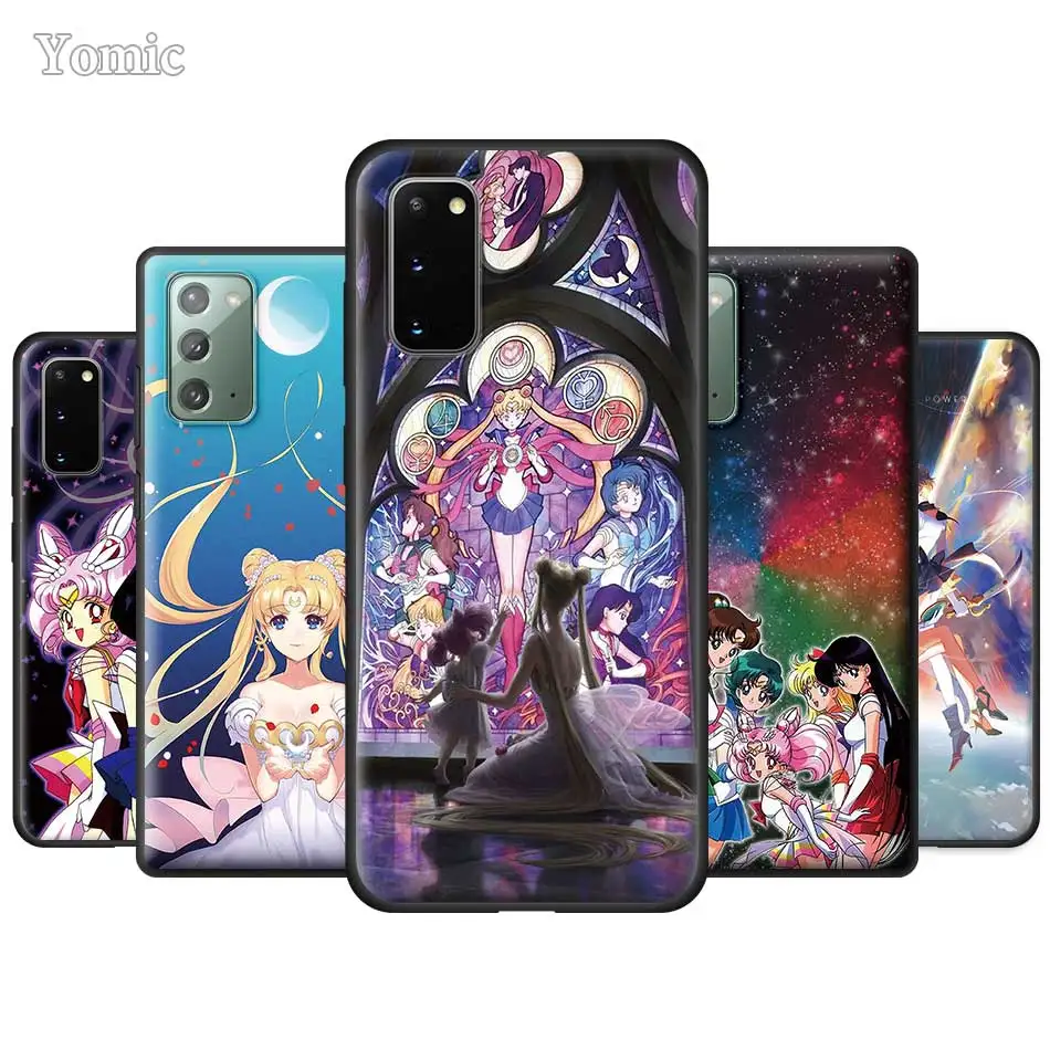 Sailor Moon Kristalų Samsung Galaxy S20 FE S21 20 Pastaba Ultra S10 10 Lite S9 Plus S8 S10e Telefono dėklas Minkštas Juoda Tpu Dangtis 1