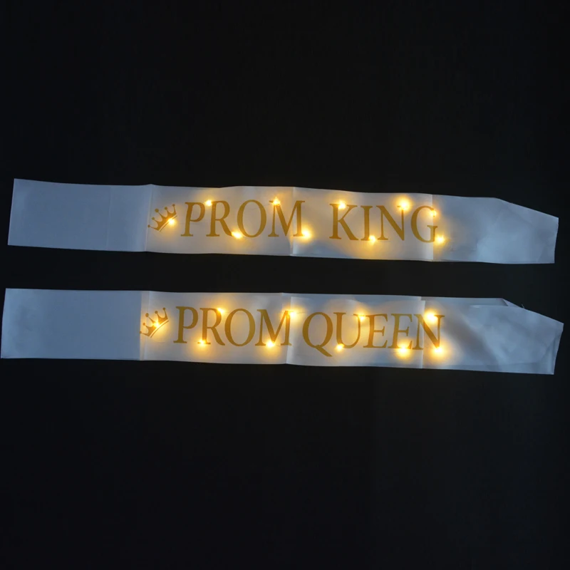 Vyrų, Moterų, LED Žėrintis Švytinčios Juostelės Varčios Petį Aukso Raidėmis Prom Karalius ir Karalienė Vestuves Dovanos Bachelorette 1