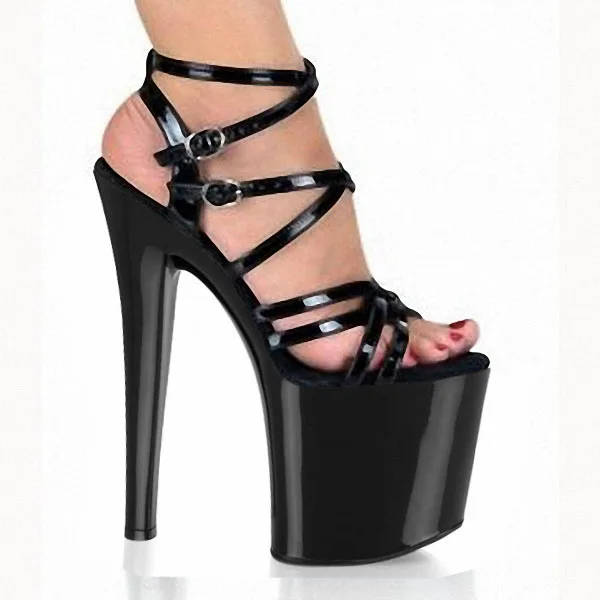 20cm kristalų platforma seksualus aukštos obcasie batų romos cross-dirželis sexy batai moterims, batai, 8 colių Spalvingas Aukšti Kulniukai 2