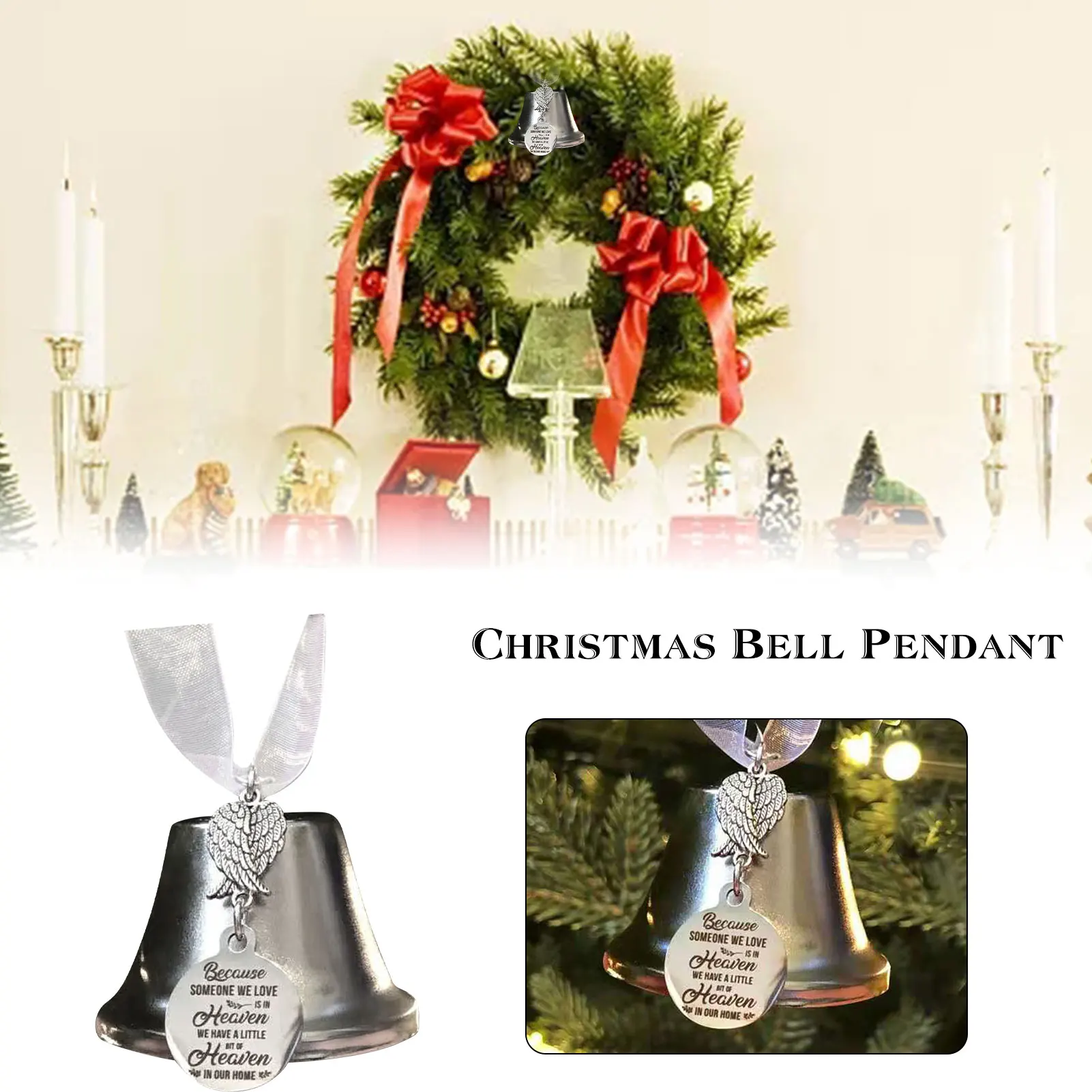 Angel Wing Nuorodą Sidabro Varpas Kalėdų Medžių Bell Pakabukas Patvarus Išskirtinį Varpeliais Ornamentu Namų Šaliai Dekoro 2