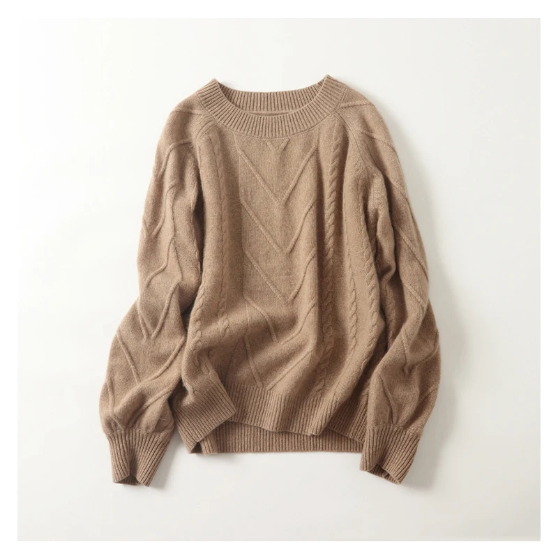 Aukštos kokybės kašmyras kabelis megzti megztinis moterų europos mados žibintų rankovės puloveriai žiemai 2