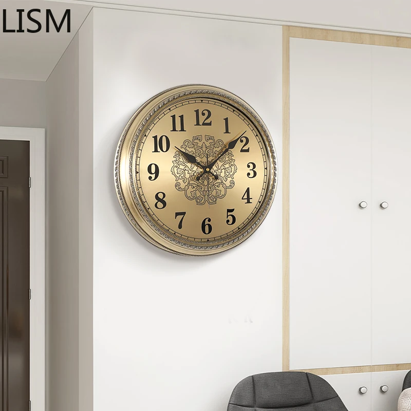 Didelis Modernus Sieninis Laikrodis Metalo Luxury Gold Vintage Sieniniai Laikrodžiai Kambarį Antikvariniai Laikrodžiai, Skaitmeninis Sieninis Laikrodis Troba Dekoras 2