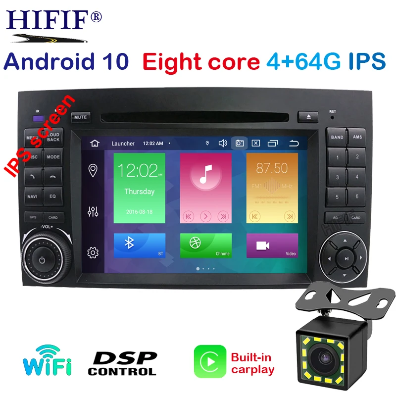 DSP Android10 4G/2G IPS 2 din DVD GROTUVAS Benz Sprinter B200 W209 W169 W169 W245 B170 Vito W639 Viano Sprinter Crafter LT3G 2