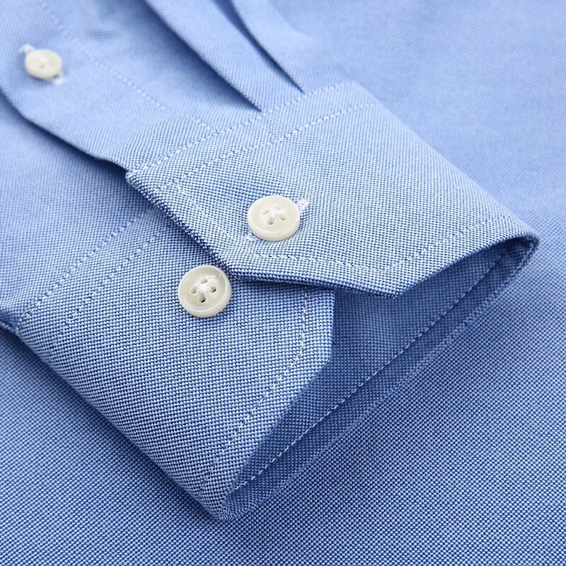 Languotas Dryžuotas vyriški Marškiniai Aukštos Kokybės Prekės Mados Verslo Atsitiktinis Atvartas Mygtuką ilgomis Rankovėmis Suknelė vientisa Spalva Mėlyna XL 2