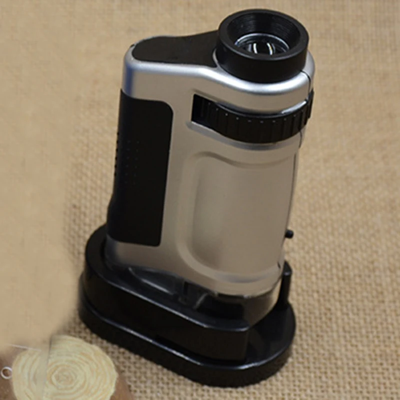 Mini Nešiojamas Mikroskopu Zoom 10081-8 20X-40X Papuošalai Valiuta Aptikti Mikroskopas Su LED Apšvietimo didinamasis stiklas Loupe 2