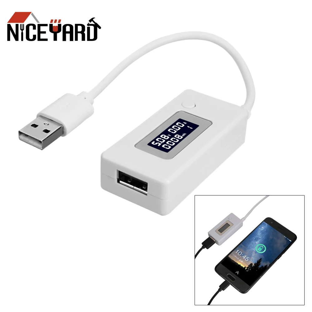 NICEYARD Galios Kroviklis Baterijos Talpa Detektorių, Micro USB Testeriai Telefono Maitinimo Banko Mobile Įtampa Srovės Matuoklio LCD Ekranas 2