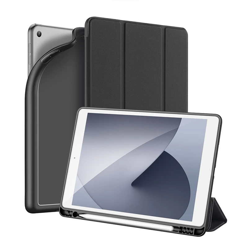 Pieštukas+Tablet Case for iPad 8 10.2 Apversti Oda Atveju Tablet Stand Anti-Drop Apsaugos Atveju su Smart Stylus Pen 2