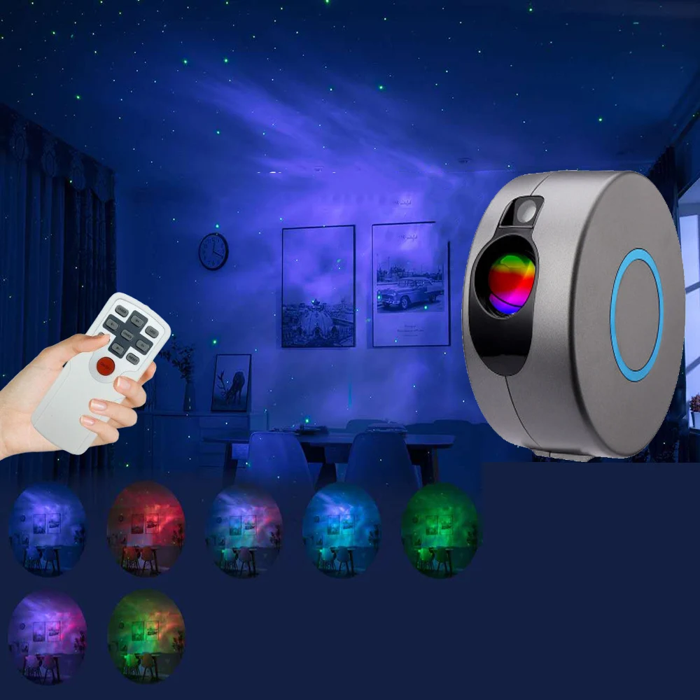 USB Žvaigždėtas Dangaus Projektorius Star Naktį Šviesos Projekcija 7 Spalvų Vandenyno Garbanojimo Žibintai 360 Laipsnių Sukimosi Naktį Lempa Vaikas dovana 2