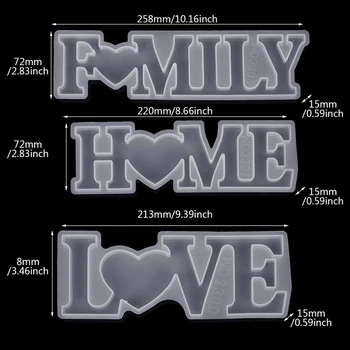 3D Meilės, Namų, Šeimos Abėcėlė Dervos, Silikono Formos,Medinės Maišant Lazdele,Matavimo Puodelis, skirtas 