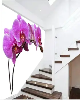 3d pritaikyti tapetai, 3d ekrano užsklanda kambarys Drugelis orchidėjų tapetai, 3d gėlių freskos 3d tapetai 27686