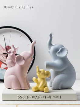 3pcs/daug ins kūrybos dramblių šeima apdaila namo apdaila, keraminės gyvūnų statula kambarį / desktop / porceliano amatai