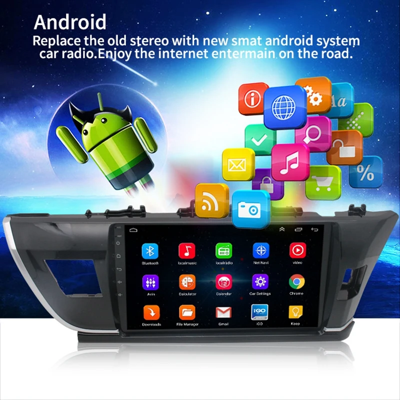 1+16G Android 8.1 Automobilio Radijo Multimedijos Grotuvo Toyota Corolla Teisę Vairo-2016 M. Navigacijos GPS 2 Din 3