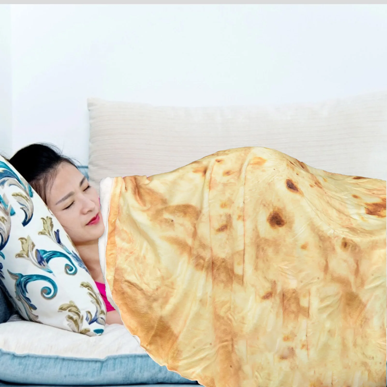 Burritos Tortilla Antklodė Minkšta Ir Patogi Miegojimo Realistiškas Maisto Mada Mesti Plauko Antklodės, Antklodės Apvalios Formos Žiemą Šilta 3