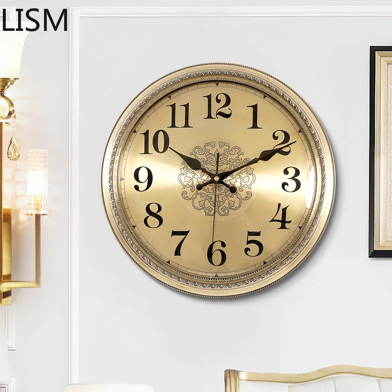 Didelis Modernus Sieninis Laikrodis Metalo Luxury Gold Vintage Sieniniai Laikrodžiai Kambarį Antikvariniai Laikrodžiai, Skaitmeninis Sieninis Laikrodis Troba Dekoras 3