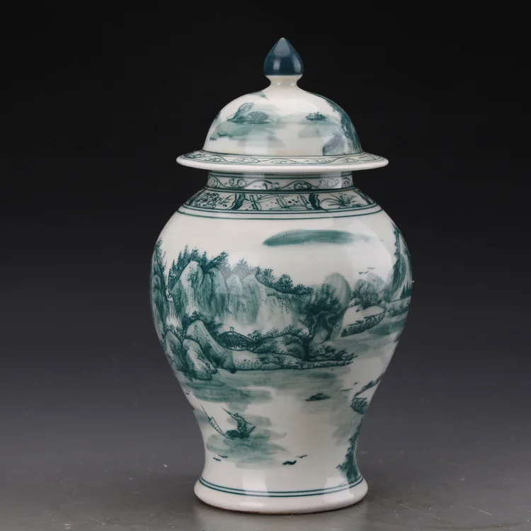 Jingdezhen Rankomis Dažyti Antikvariniai rankų Mėlyna Ir Balta Kraštovaizdžio Kolekcija šventykla jar Kolekcija Antikvariniai Porceliano jar 3